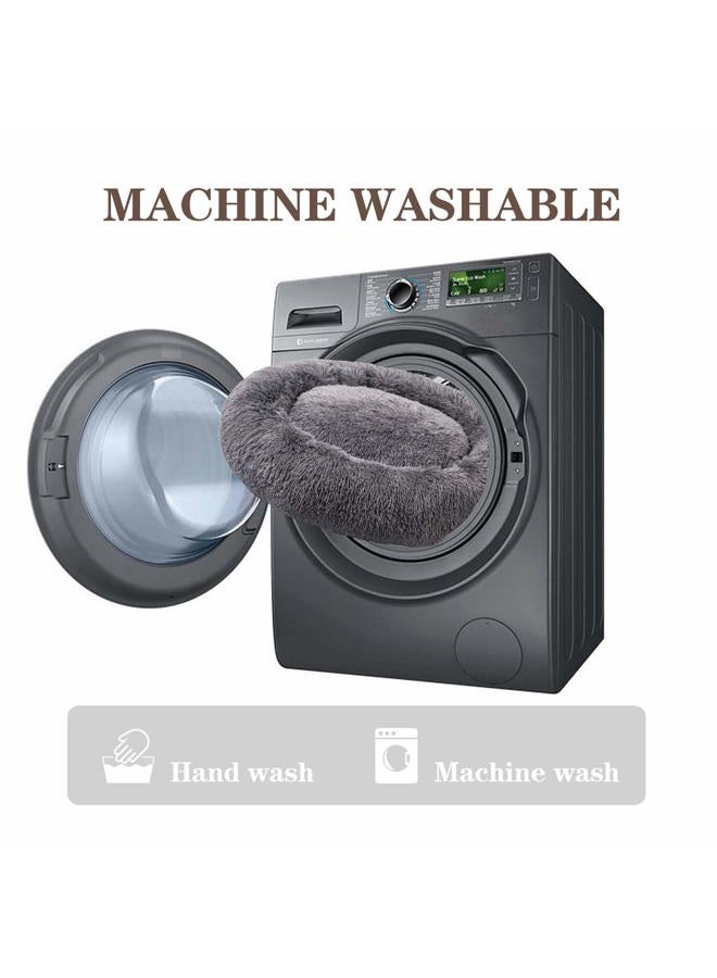 MFox سرير كلاب مهدئ (L/XL/XXL/XXXL) للكلاب المتوسطة والكبيرة سرير مريح للحيوانات الأليفة من الفرو الصناعي على شكل دونات حتى 25/35/55/100 رطل - Image 5