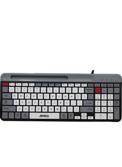 K37 Wired Slim Chocolate Office Keyboard With Mobilephone Holder