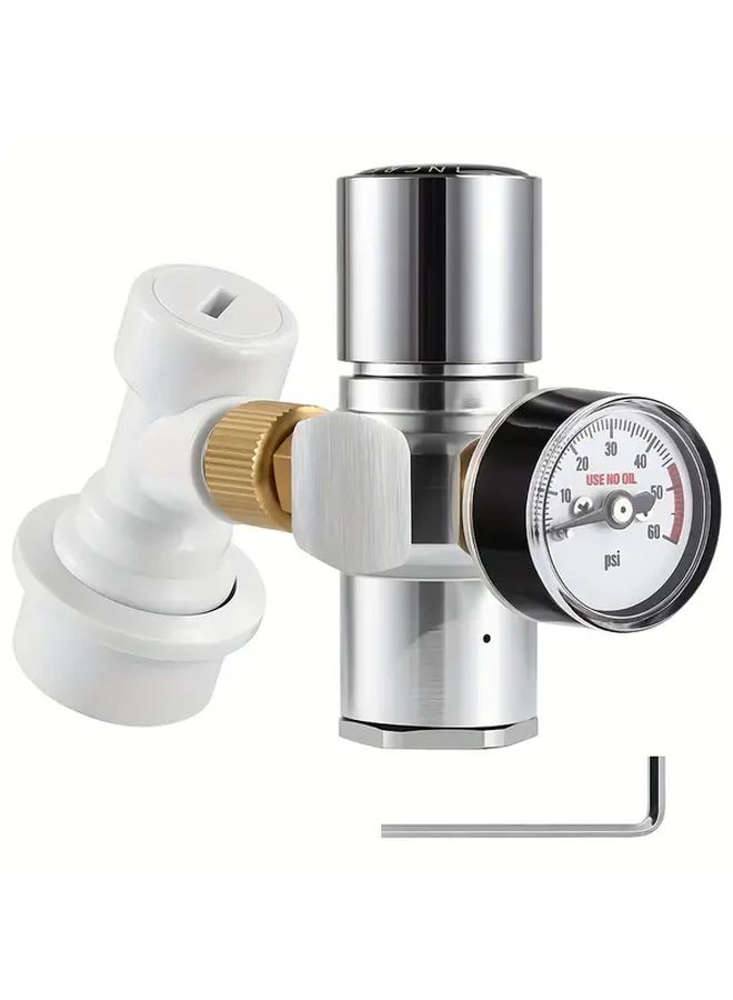 Cornelius Mini Keg Regulator With 0 60 Psi Pressure Gauge And 3 8 Adapter Ball Lock Portable Co2 Charger For Beer Wine Cider Heavy Duty Copper Construction Compact Design - Image 1