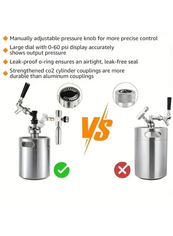 Cornelius Mini Keg Regulator With 0 60 Psi Pressure Gauge And 3 8 Adapter Ball Lock Portable Co2 Charger For Beer Wine Cider Heavy Duty Copper Construction Compact Design - Image 4