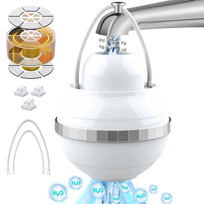 ASPMIZ ASPMIZ Tub Faucet Filter 8Stage Bath Ball Filter for Hard Water 2500 Gallons 