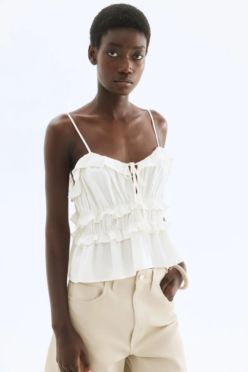 H&M Frill-trimmed strappy top