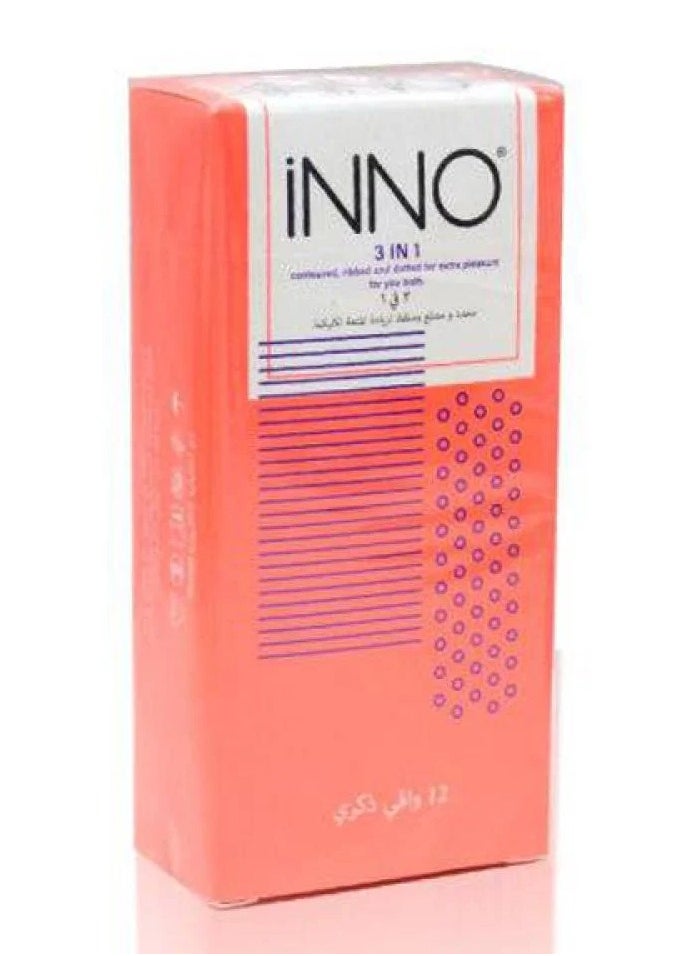 INNO Inno Condom 3 in 1 dotted and ribbed to increase pleasure 12 pieces 