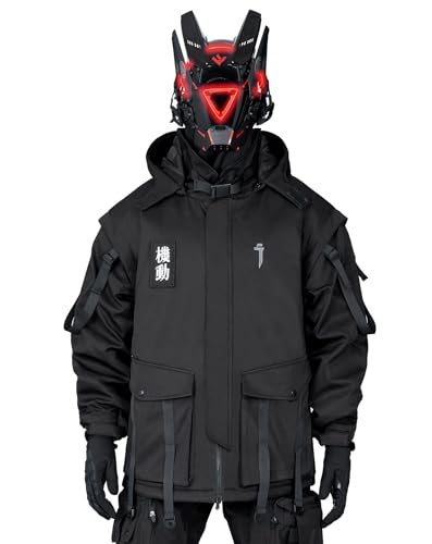 Niepce Inc Loose Fit Japanese Streetwear Techwear Men’s Winter Parka Jacket (Black1, X-Large) - Image 3