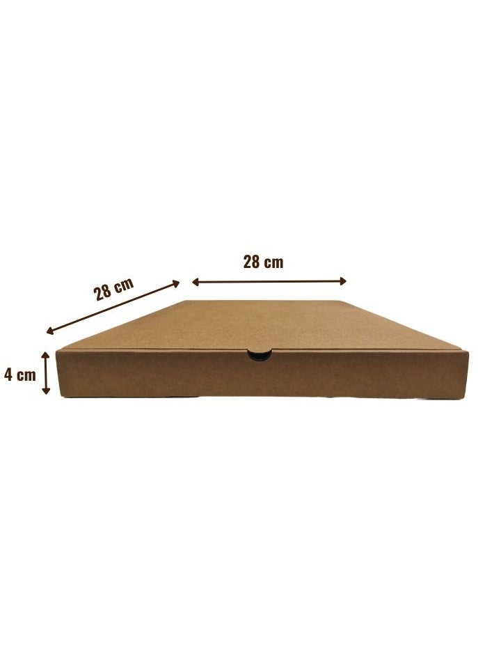 YASHTECH Square Biodegradable 28 x 28cm Medium Kraft Brown Pizza Box 100 Pcs  - Image 2