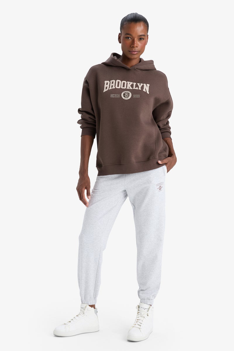 DeFacto Brown Woman Brooklyn Nets Licensed Long Sleeve Sweatshirt Casual - Image 2