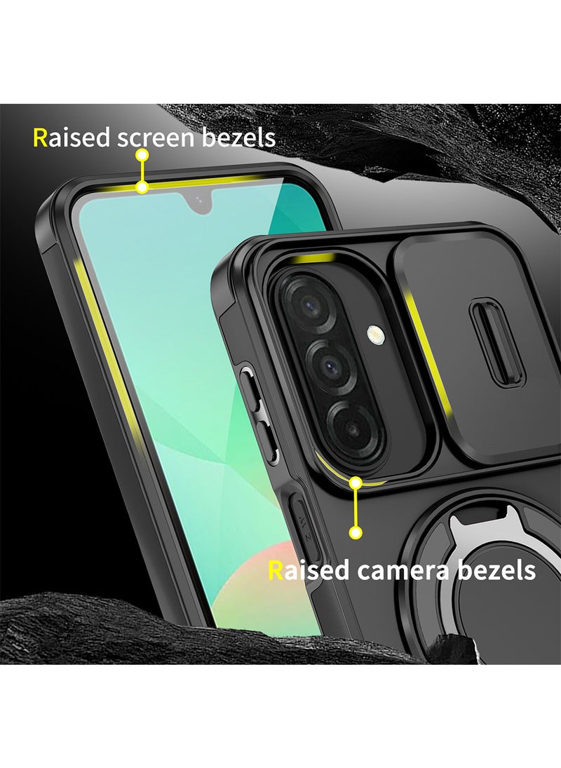 Phone Case for Galaxy A57 with Camera Cover and Ring Holder,Magnetic Car Mount Compatible, Hard Back + Soft Edge Shockproof Protective Cover,Black - Image 5