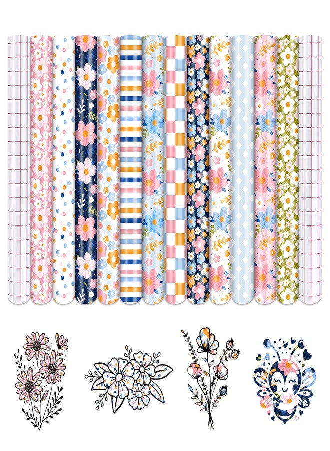 Tintnut فينيل لاصق دائم من تينتنت بوهو - 12 ورقة مقاس 12 × 10 بوصة بنمط حلوى وأزهار، فينيل ذاتي اللصق بنمط حلوى بوهو دائم للأعمال اليدوية - Image 1