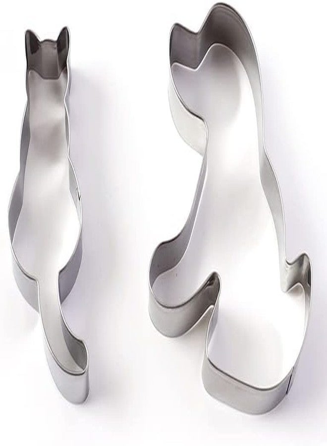 Pxiryanlow 2 Pcs Silver Cookie Cutters Set Cat Dog Cookie Cutter Stainless Biscuit Cutters Baking Molds Animal Shape Suit Small Cookie Cutters for Kitchen Baking Tools and Accessories - Image 1