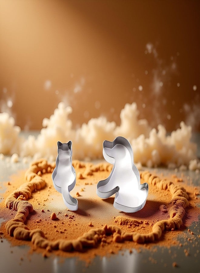 Pxiryanlow 2 Pcs Silver Cookie Cutters Set Cat Dog Cookie Cutter Stainless Biscuit Cutters Baking Molds Animal Shape Suit Small Cookie Cutters for Kitchen Baking Tools and Accessories - Image 5