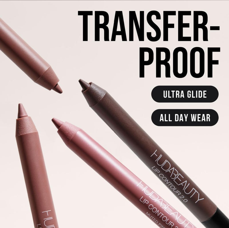 Huda Lip Contour Duo Blushed Pinks - 2 Mini Lip Pencils in Muted Pink and Pinky Brown - Image 2