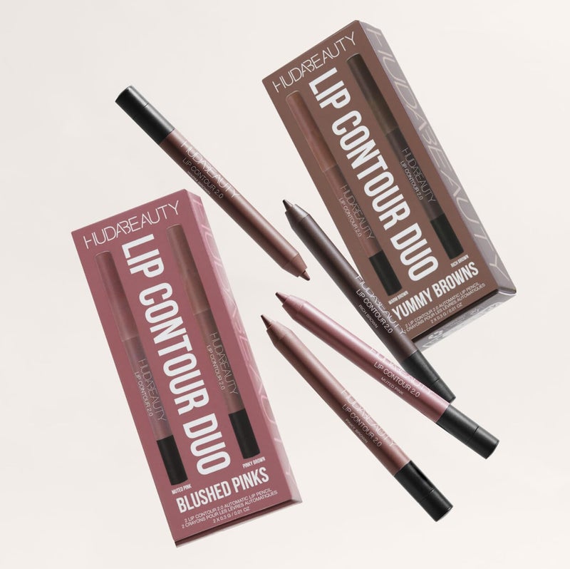 Huda Lip Contour Duo Blushed Pinks - 2 Mini Lip Pencils in Muted Pink and Pinky Brown - Image 5