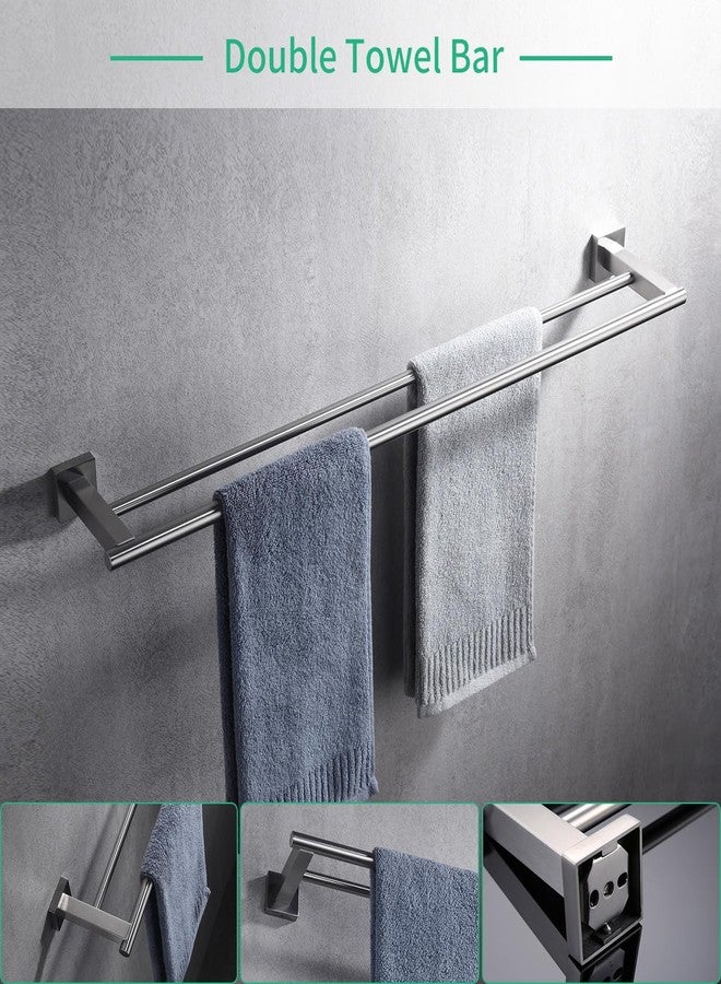 Miyili 5-Piece Bathroom Hardware Kit Set Brushed Stainless Steel Wall Mount - Includes Double Towel Bar, Hand Towel Rack, Toilet Paper Holder, 2X Robe Hook, BS02N5 - Image 3