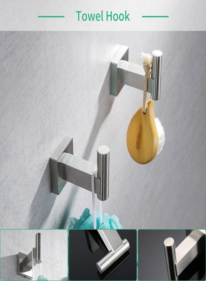 Miyili 5-Piece Bathroom Hardware Kit Set Brushed Stainless Steel Wall Mount - Includes Double Towel Bar, Hand Towel Rack, Toilet Paper Holder, 2X Robe Hook, BS02N5 - Image 5