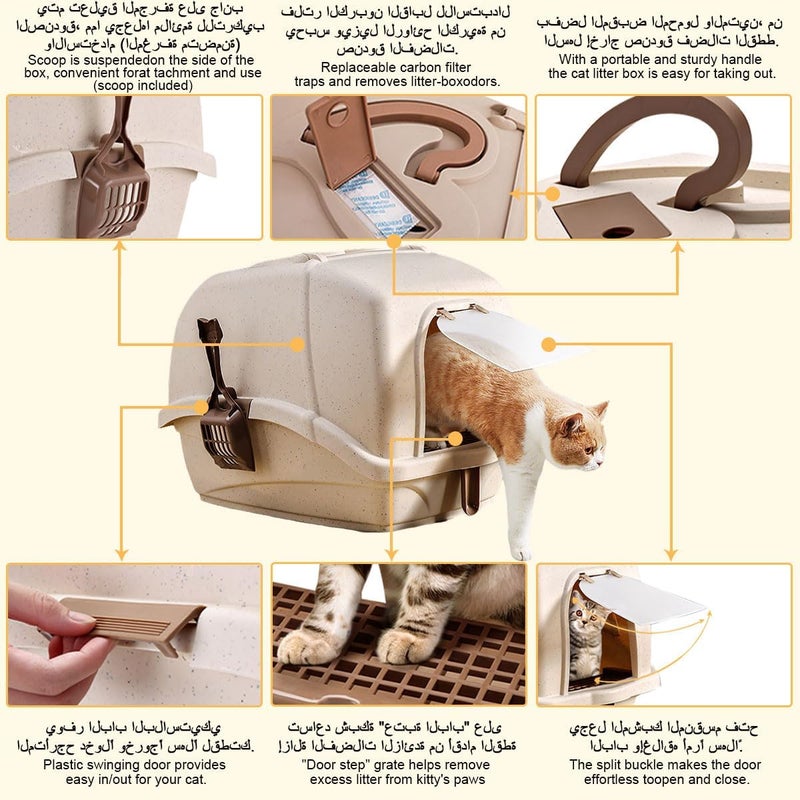 gluckluz Replaceable parts Large Enclosed Cat Litter Box, Hooded Odorless Kitty Toilet Pan with Lid & Scoop, Anti-Splash Litter Filter Foot Pedal Ketten Sand Basin Training Set for Medium Large Adult Cats, 58*43*41.5CM Versatile application - Image 3