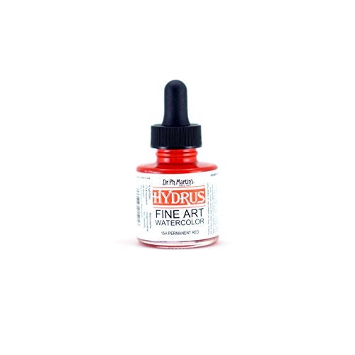Dr. Ph. Martin's Hydrus Fine Art Watercolor (15H) Watercolor Bottle, 1.0 oz, Permanent Red, 1 Bottle - Image 1
