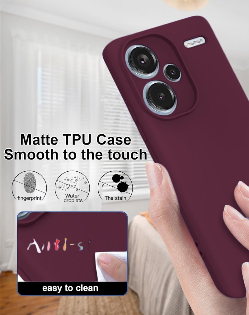 DIZORO Compatible with Mi Redmi Note 13 Pro Plus 5G Back Cover with Upgraded Square Edges for Camera Protection Shockproof Flexible Matte Liquid Silicone Mobile Phone Case (Wine Red) - Image 5