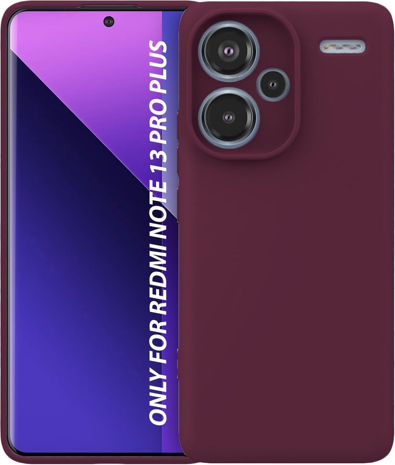 DIZORO Compatible with Mi Redmi Note 13 Pro Plus 5G Back Cover with Upgraded Square Edges for Camera Protection Shockproof Flexible Matte Liquid Silicone Mobile Phone Case (Wine Red) - Image 1