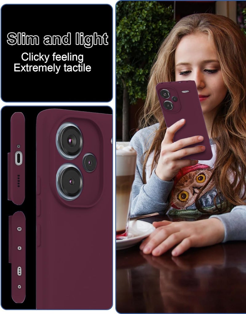 DIZORO Compatible with Mi Redmi Note 13 Pro Plus 5G Back Cover with Upgraded Square Edges for Camera Protection Shockproof Flexible Matte Liquid Silicone Mobile Phone Case (Wine Red) - Image 4