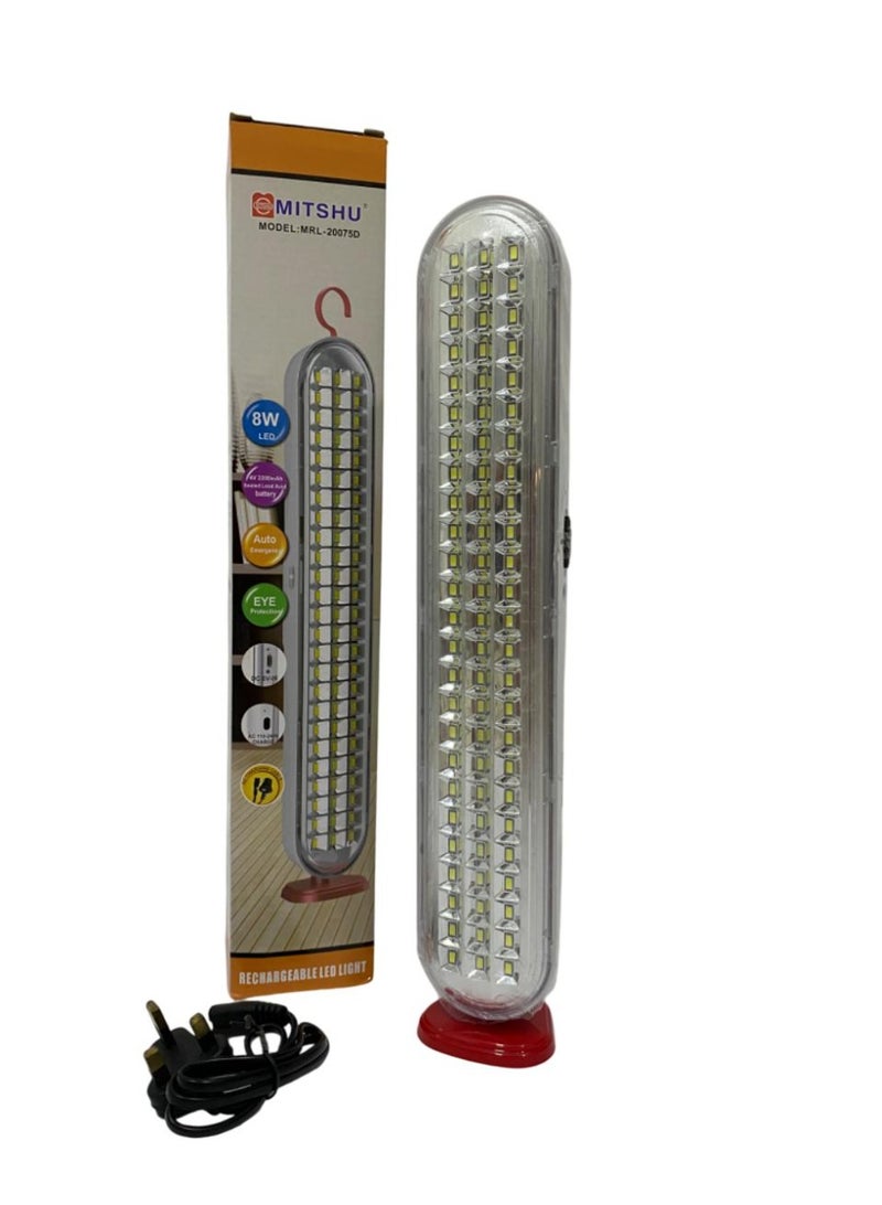 ميتشو مصباح طوارئ قابل لإعادة الشحن بقوة 8 واط مع حماية للعين، يعمل لمدة 4 ساعات | مصباح LED عالي الطاقة SMD | بطارية قابلة لإعادة الشحن، مقبض محمول، إضاءة ساطعة مضادة للتوهج | مثالي للرحلات والتنزه ومشاكل السيارات وغيرها - Image 2