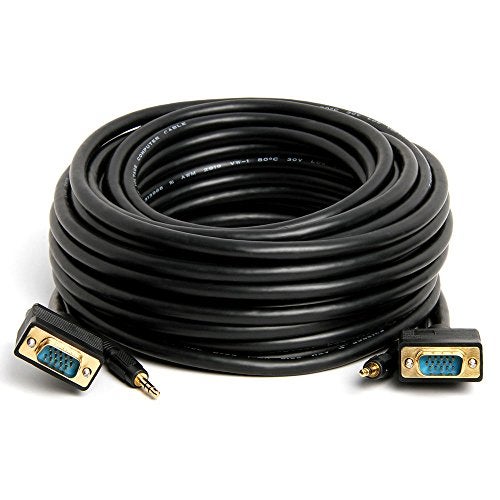 Cmple - VGA Cable Male to Male with 3.5mm Aux Audio Monitor SVGA PC 15 Pin Cord 50 Feet - Image 2