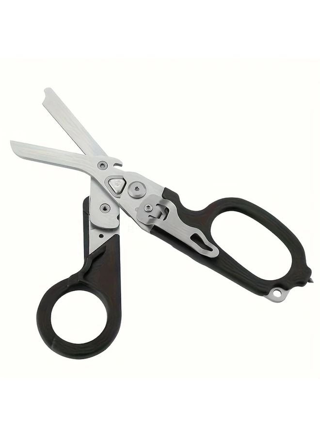 6 In 1 Multifunctional Folding Scissors With Glass Breaker Black - Image 2