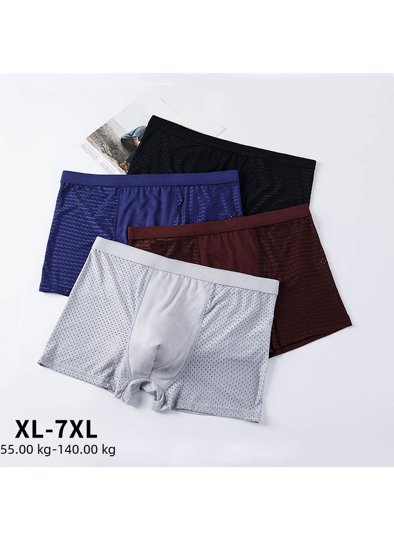 Generic Modal Mens Boxer Briefs Breathable Mesh Thin Underwear Light gray  - Image 5