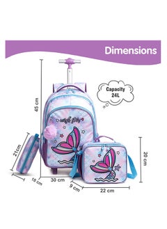 Set Of 3 Bags, 18 Inch Trolley School Bag With Lunch Bag And Pencil Case Mermaid - Purple - pzsku/ZA2D04179527BBDC3E248Z/45/_/1710316997/a4546256-610e-4c55-8e7c-6cf10d12f93b