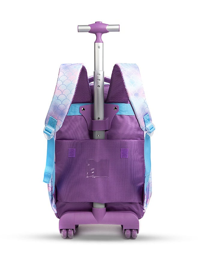 Eazy Kids 18Inch Set of 3 Trolley School Bag with Lunch Bag and Pencil Case Mermaid - Purple - Image 3