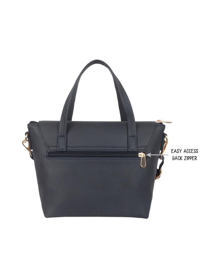 Baggit Women Blue Satchel Handbag Small Size | Ladies Stylish Casual Purse Bag - Image 4