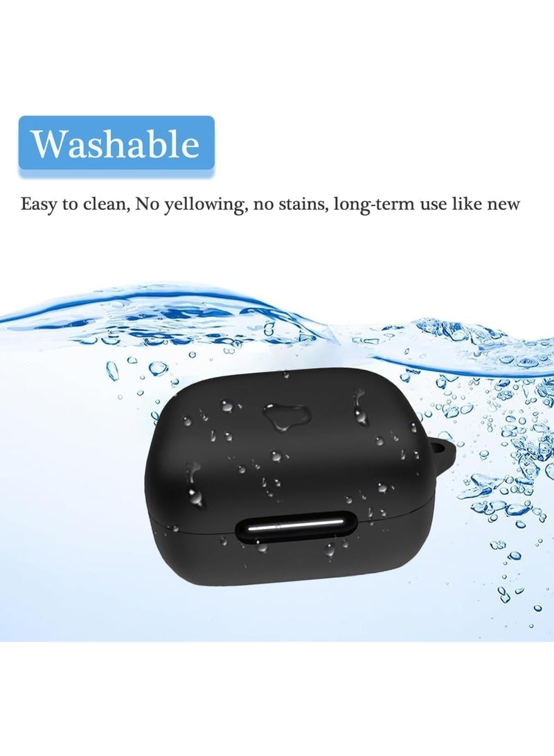 Silicone Protective Case Cover for Anker Soundcore R50i NC/P30i, Shockproof with Carabiner, Front LED Visible, Navy Blue (Black) - Image 4