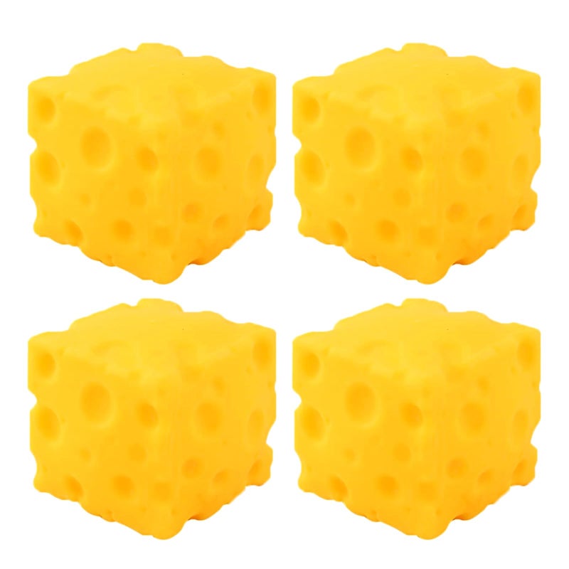 TLM 4PCS Yellow Cheese Squishy Slow Rising, Squishy Squeeze Cheese Block, Soft Novelty Toy, Stress Balls for Adults Rebounding Sensory Squishys Cheese (2.16 inch) - Image 1