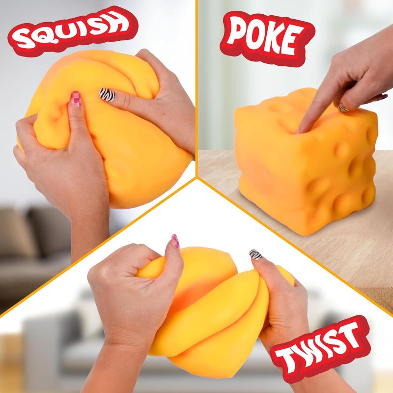 TLM 4PCS Yellow Cheese Squishy Slow Rising, Squishy Squeeze Cheese Block, Soft Novelty Toy, Stress Balls for Adults Rebounding Sensory Squishys Cheese (2.16 inch) - Image 5