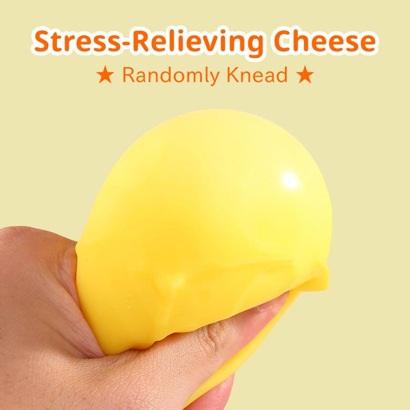 TLM 4PCS Yellow Cheese Squishy Slow Rising, Squishy Squeeze Cheese Block, Soft Novelty Toy, Stress Balls for Adults Rebounding Sensory Squishys Cheese (2.16 inch) - Image 3
