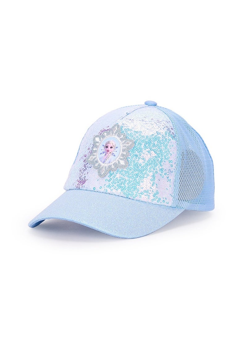 KUYING Ice and Snow Adventure Children's Baseball Hat Girl's Duck Tongue Hat Summer Thin Mesh Sunshade and Sunscreen Braid 