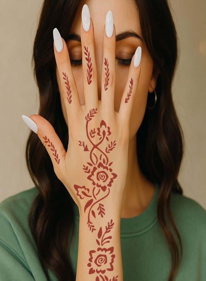 ORDERSHOCK Full Hand Combo Mehndi Stencil Sticker Sheets for Back and Front Hand - Image 3