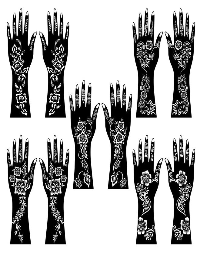 ORDERSHOCK Full Hand Combo Mehndi Stencil Sticker Sheets for Back and Front Hand - Image 1