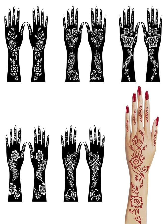 ORDERSHOCK Full Hand Combo Mehndi Stencil Sticker Sheets for Back and Front Hand - Image 4