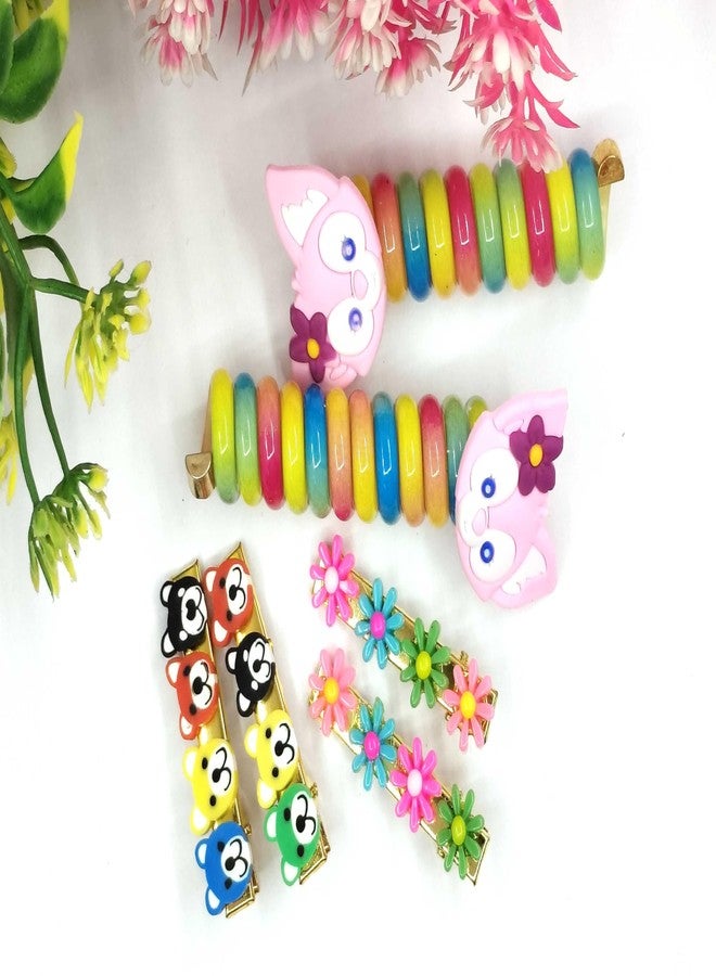 Shivarth New Wire Hair Rubber Band 2pcs with Alligator Clips 2pairs for Girls kids Cute Cartoon Ponytail Holder Spiral Hair Ties Colorful Braids Telephone Wire - Image 1