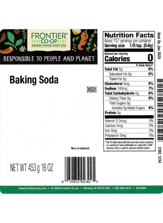 Frontier Herb Bulk Baking Soda Powder, 16 oz - Image 2