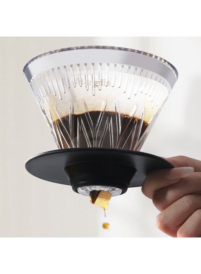 Mongdio Pour-over Coffee Dripper, V60 Filter Basket, Funnel Filter, V02 Filter Cup, Black Base - Image 1