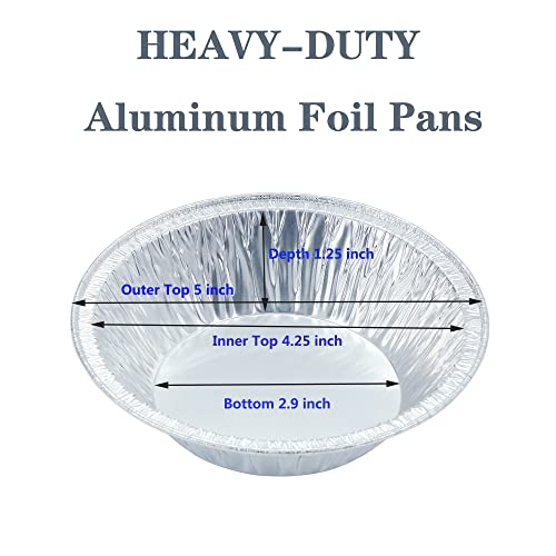 Waytiffer (50 Pack Pie Pans 5 inch,Mini Pie Tins HEAVY-DUTY Disposable Aluminum Foil Tart,pie Pans for Baking Personal Mini Pies, Easily Stack & Store, Freeze & Reheat - Image 2