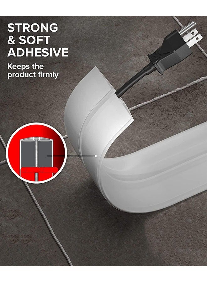 Wall Cord Hider, 2M Floor Cord Cover Cable Cavity, Self-Adhesive Wire Cover Raceway Cable Management Kit for Walls, Flexible PVC Cable Concealer, Cord Cover Floor Power Cable Protector for Home Office Floor Wall - Image 2