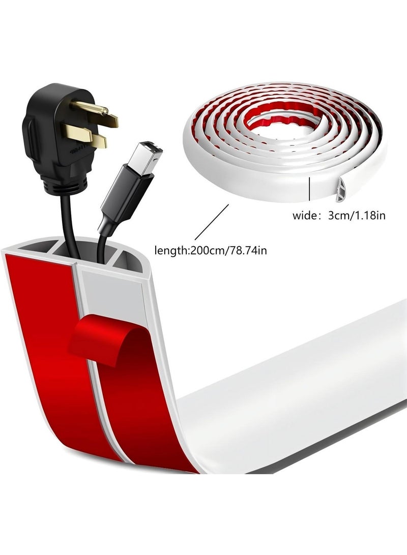 6.56ft Floor Cord Cover Self,Electrical Cord Protector,Wall Cord Hider,Floor Cable Management,Adhesive Cable Cavity,PVC Floor Electric Protector for Home Office Floor Wall. ﻿ - Image 1