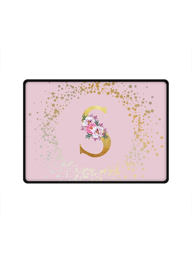 Stylizedd Designer Gaming Mouse Pad  Anti-Skid Mousepad Large Keyboard Mouse Pad Desk Mat Custom Monogram Initial Letter Floral Pattern Alphabet - S  (Pink)  - Image 1