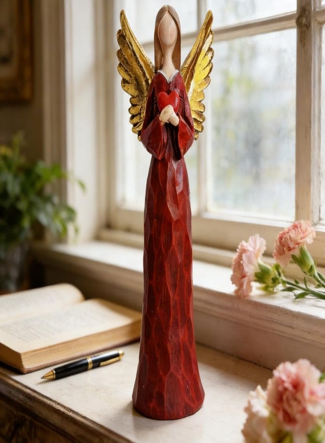 Gishima Angel Figurine Angel Statues Holding Love Heart Hand-Painted Angel Sculpture for Home Decoration Resin Guardian Angel Figurine Gifts - Image 1