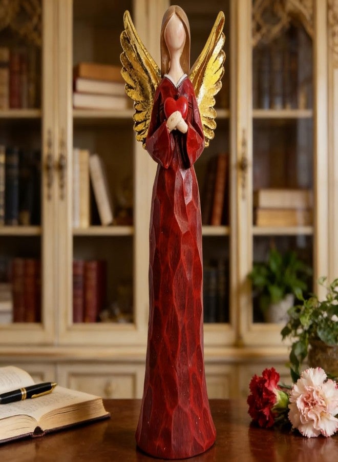 Gishima Angel Figurine Angel Statues Holding Love Heart Hand-Painted Angel Sculpture for Home Decoration Resin Guardian Angel Figurine Gifts - Image 5