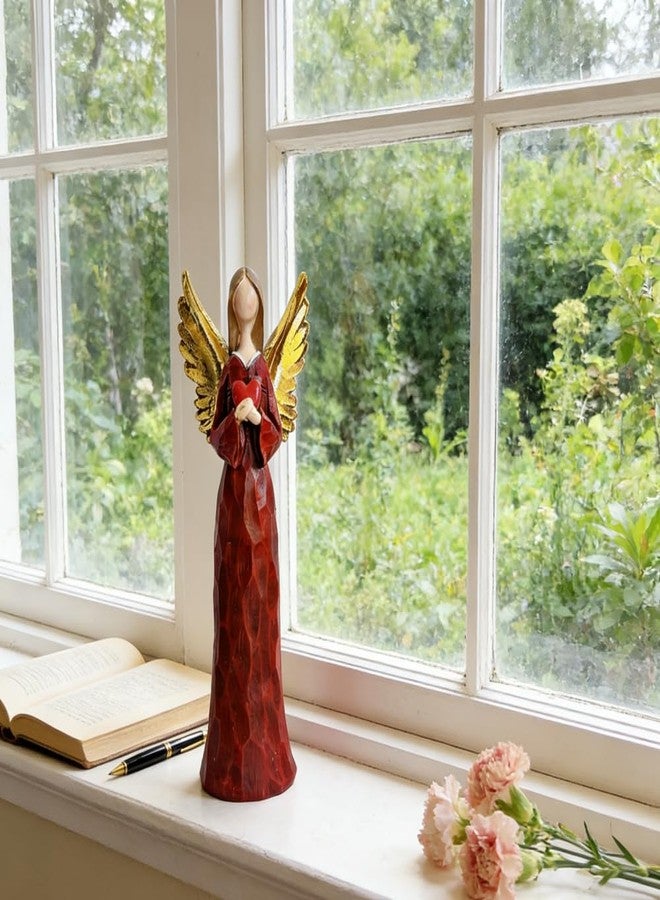 Gishima Angel Figurine Angel Statues Holding Love Heart Hand-Painted Angel Sculpture for Home Decoration Resin Guardian Angel Figurine Gifts - Image 3