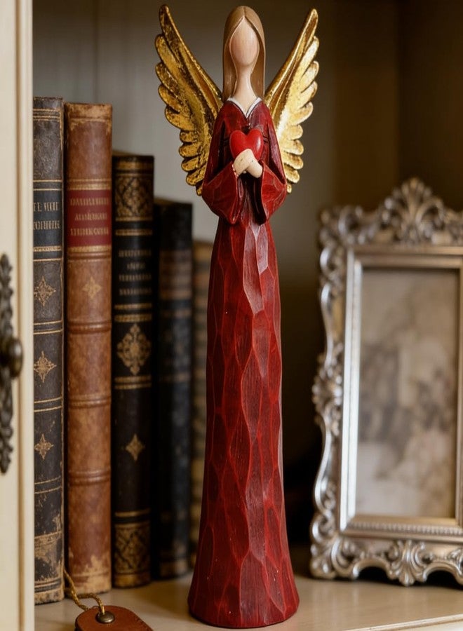 Gishima Angel Figurine Angel Statues Holding Love Heart Hand-Painted Angel Sculpture for Home Decoration Resin Guardian Angel Figurine Gifts - Image 4