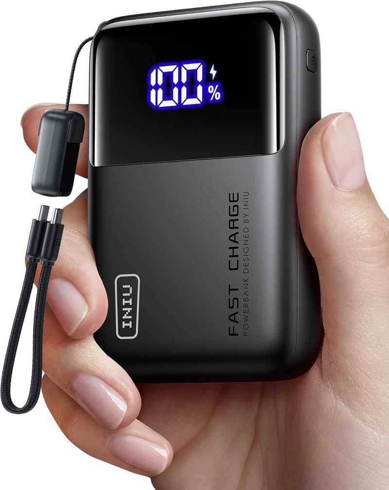 INIU 65W Laptop Power Bank, Smallest 20000mAh Portable Charger with Detachable Built-in USB C Cable, 3-Port Fast Charging Battery Pack for Travel, MacBook, iPad, iPhone 17 16, Samsung, Huawei, Honor - Image 1